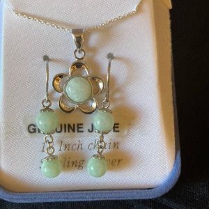 Jade and Sterling Silver Necklace Set